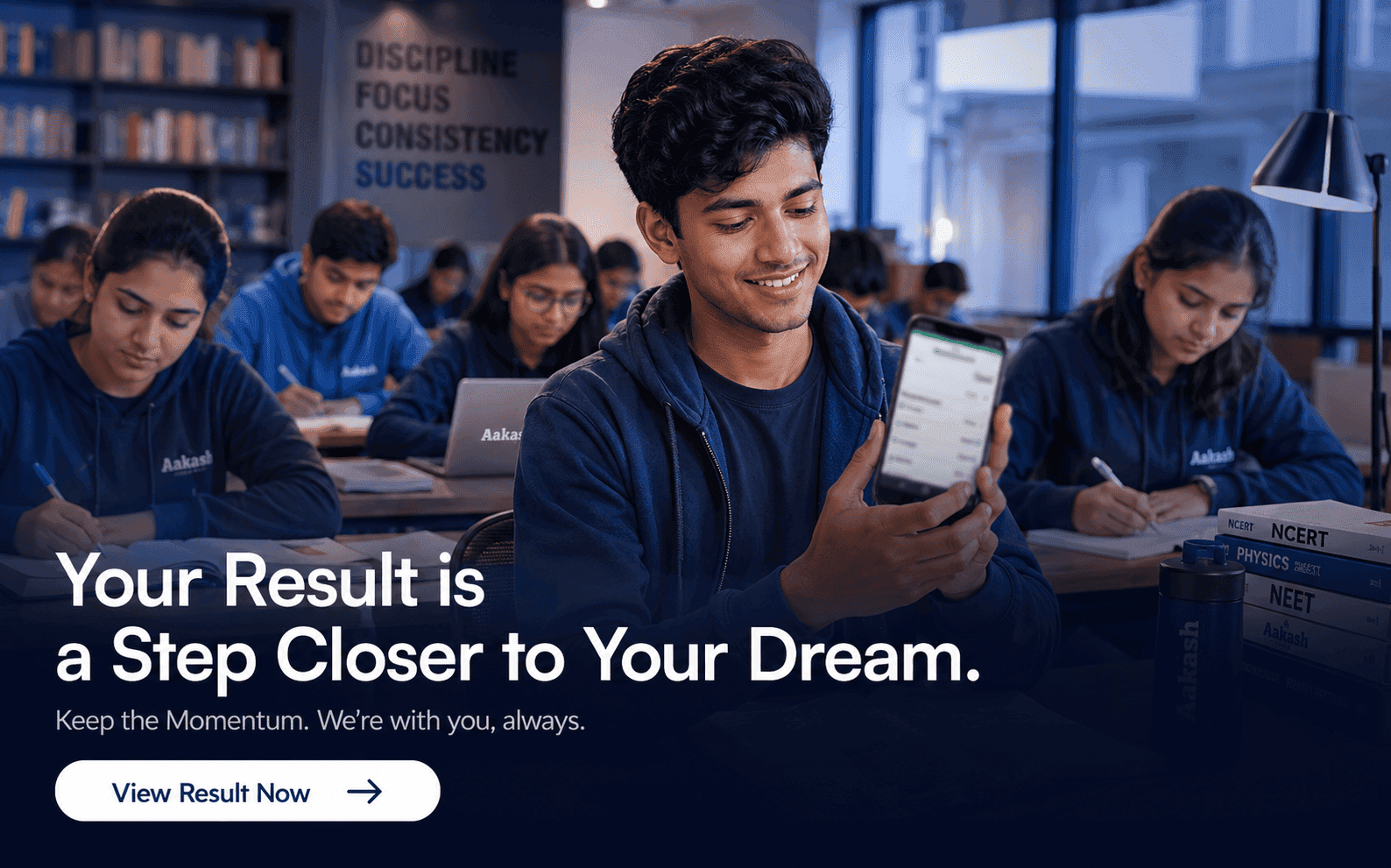 NEET aspirants studying together with calm confidence and momentum